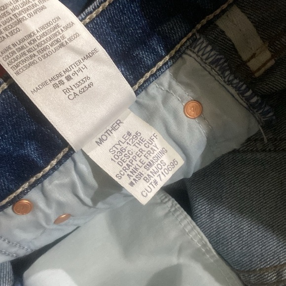 MOTHER THE SCRAPPER CUFF ANKLE FRAY IN SMASHING BANJOS BUTTON FLY HI RISE SZ 25 - Picture 8 of 16